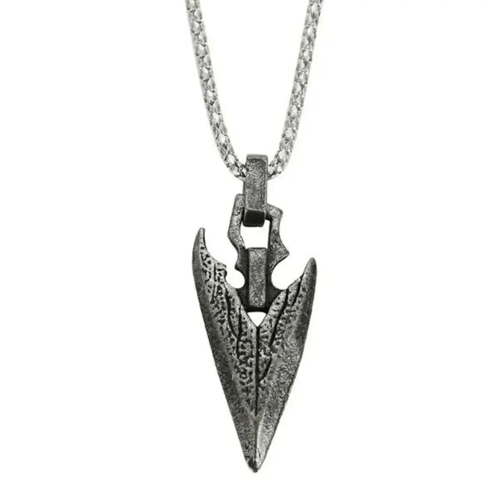 Antique Stainless Steel Arrowhead Dagger Pendant Necklace
